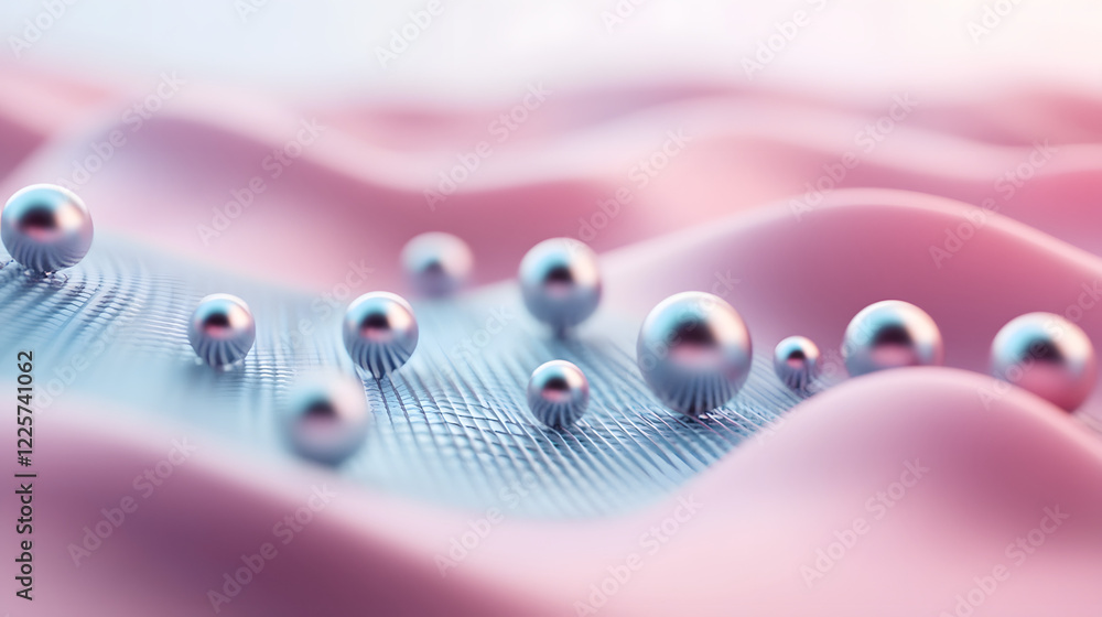 Aufkleber abstract blue and pink three-dimensional background of many spheres separated from each other and re