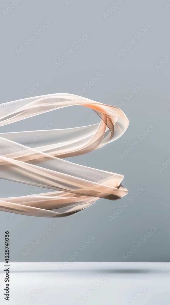 Poster elegant beige fabric swirls abstract background design texture art wave flow soft silk mesh curve