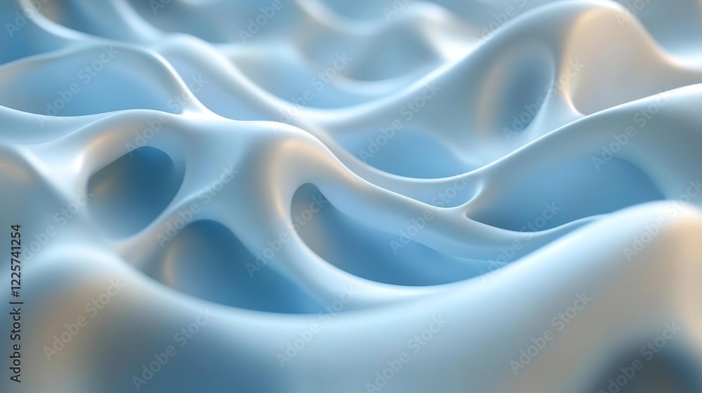 Poster abstract blue liquid flowing smooth surface design background 3d art web sky ice wave soft form