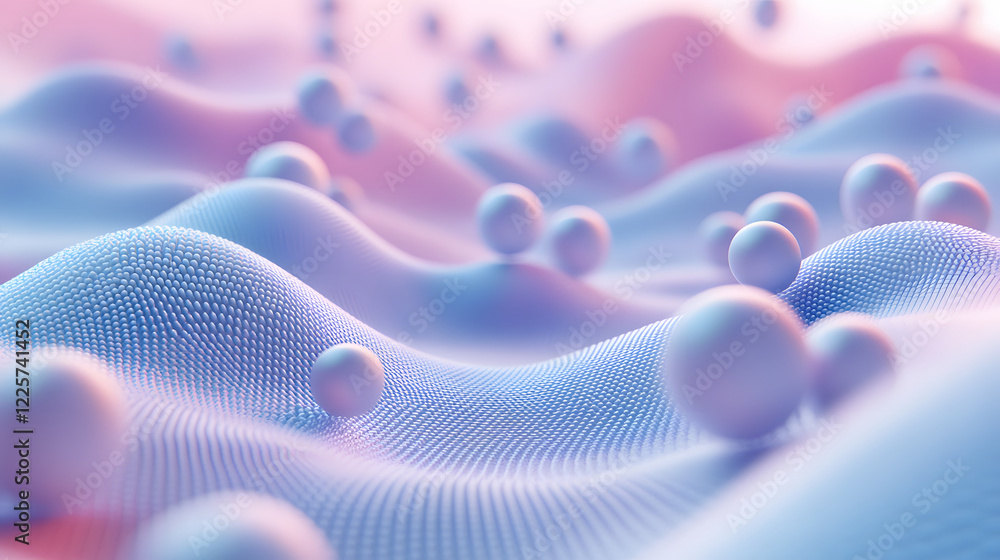 Aufkleber abstract blue and pink three-dimensional background of many spheres separated from each other and re