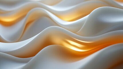 Fototapeta premium Abstract White and Gold Waves Elegant Soft Smooth Background Art Silk Shiny Light Amber Cream Beige 