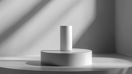 White Cylinder Mockup Minimalist Product Display Studio Scene Elegant Branding Background art form  
