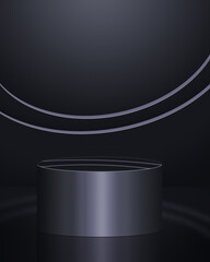 Black and silver metal pedestal podium for display products