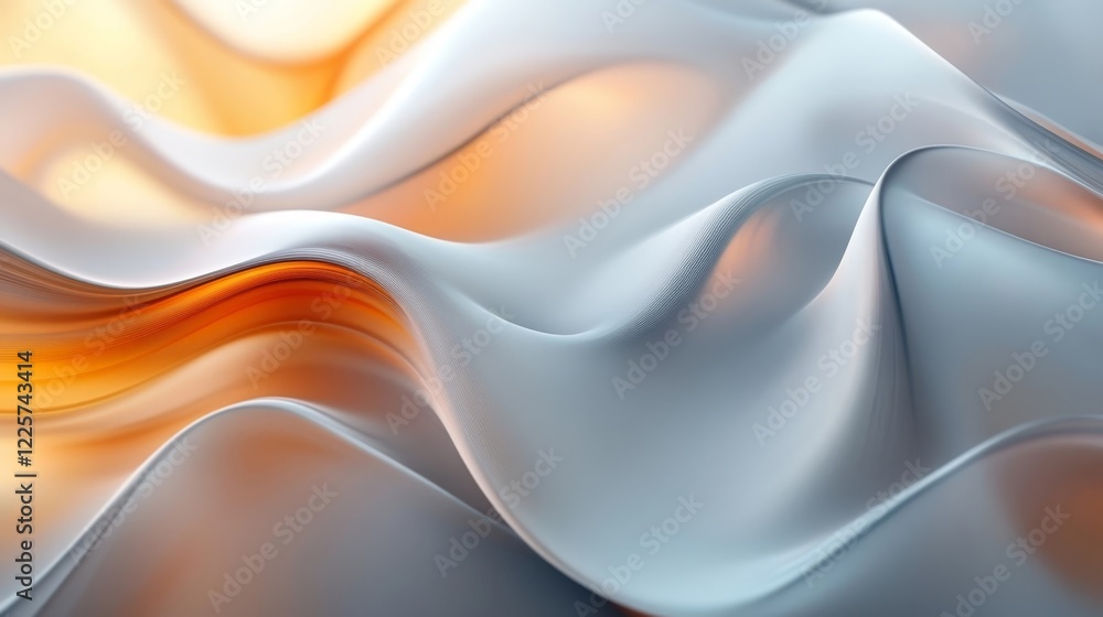 Poster abstract orange white flowing waves elegant design background art soft curve fluid light smooth