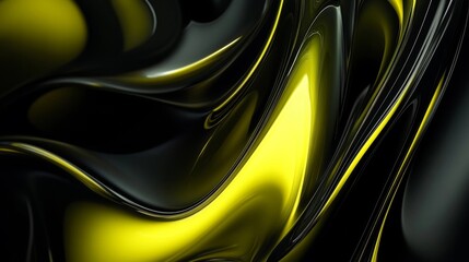 Obraz premium Abstract Black Yellow Liquid Swirl Design Background Texture art gold wave dark high curve fluid 