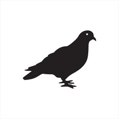 Obraz premium Minimalist Pigeon Silhouette in Black