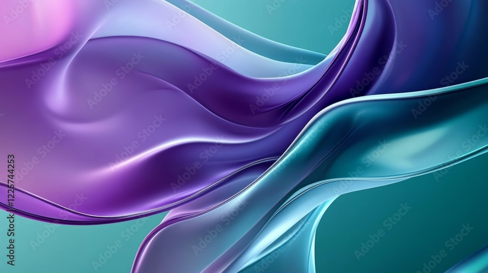 Poster abstract purple teal fluid flowing dynamic design background art waves curvy shiny color image style