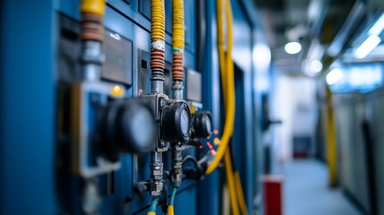 Equipment cables and piping as found inside of industrial power plant