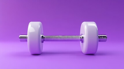 Obraz premium 3d Dumbbell icon isolated on purple background. Workout gym tools, Sport equipment, 3D render