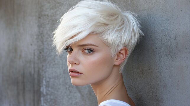 Chic and sassy platinum pixie cut