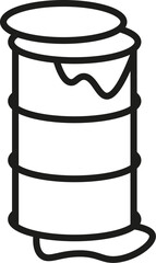 Metal barrel with a leak icon. Vector. Line style.
