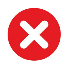 Fototapeta premium Red circle with a white cross indicates an error, isolated on a transparent background. PNG