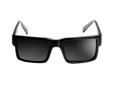 Isolated black rectangular framed sunglasses