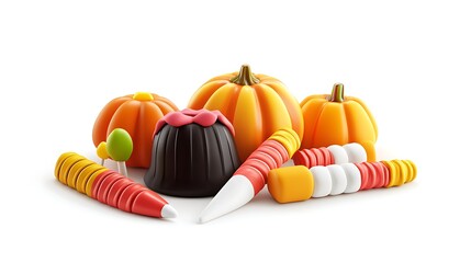 Bright and colorful 3D Halloween candy