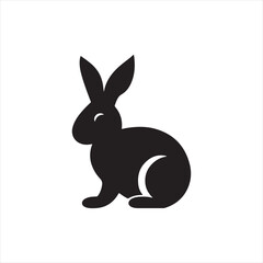 Minimalist Rabbit Silhouette in Black