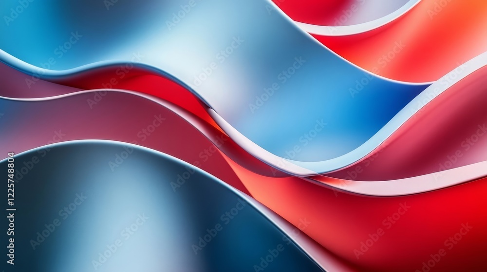 Aufkleber abstract red blue swirling waves dynamic modern design background 3d art flow curve fluid color