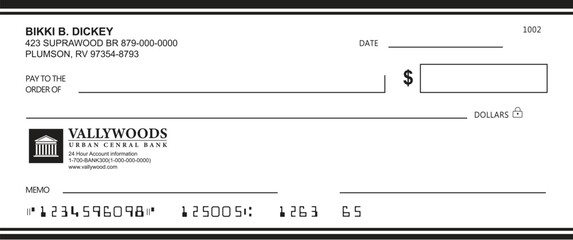 Bank check, vector blank money cheque, checkbook template with guilloche pattern and fields. Currency payment coupon, money check background