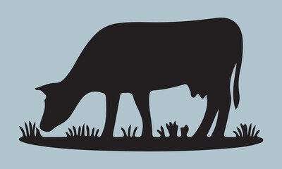 Print create cow silhouette vector style with white background 'illustration, vector, cow, mammal, animal, symbol, black and white, cowboy, drop, gardening, horizontal, horse, lifestyles, rain, seed, 