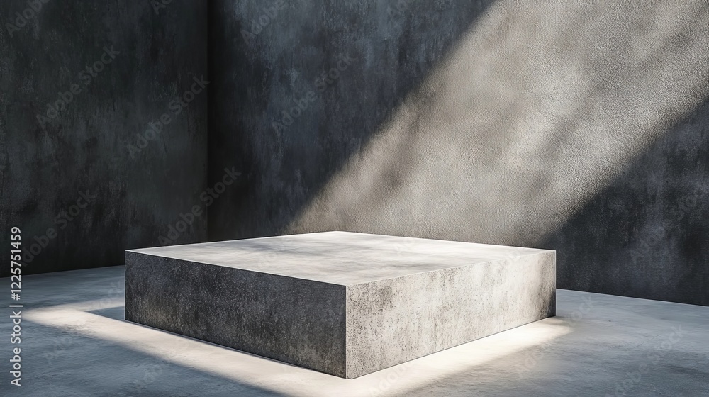 Poster modern minimalist concrete cube studio background product display platform 3d grey gray stone light