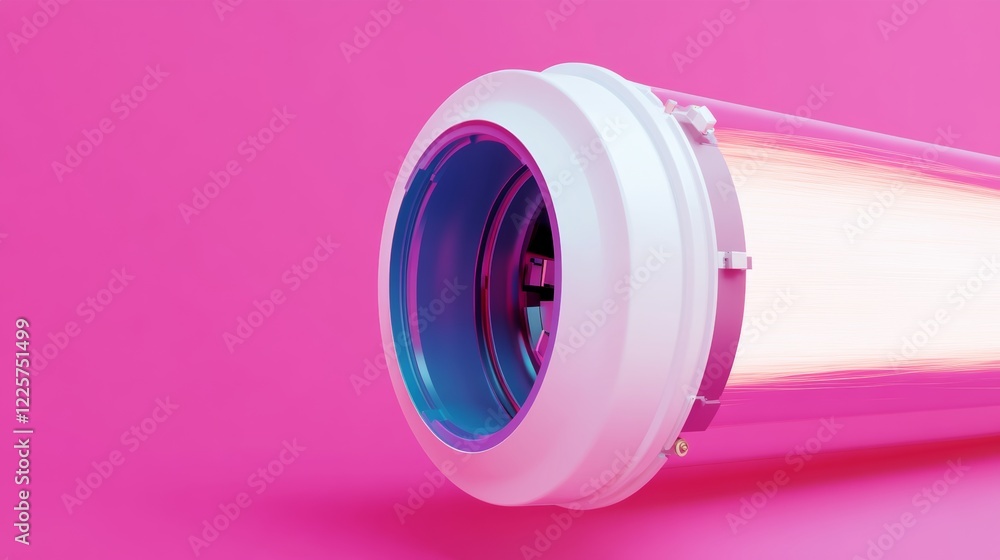 Aufkleber abstract 3d rendering of a futuristic, cone shaped object with a glowing interior, set against a vib