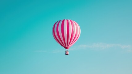 Fototapeta premium A vibrant pink hot air balloon against a clear blue sky.