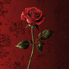 red rose on a red background