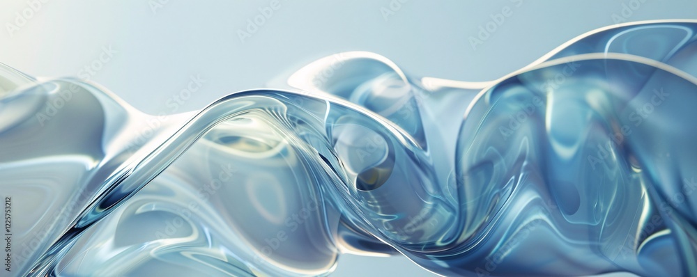 Aufkleber Modern abstract design with wavy shapes on a light blue background