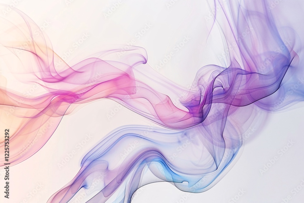 Poster Flowing abstract colorful transparent wave lines on a white background
