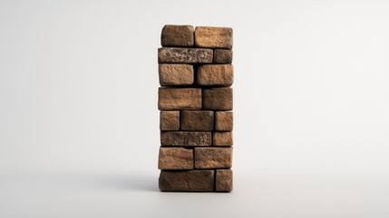Stacked wooden blocks forming a vertical structure.