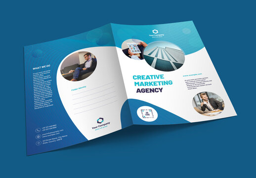 Presentation Folder Layout with Blue Accents