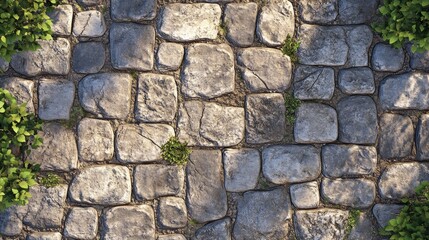 Obraz premium A top down view of a stone sidewalk
