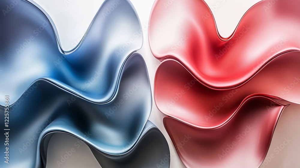 Aufkleber abstract blue red fluid waves modern design background texture art image curve shiny color smooth