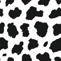 Seamless Black and White Cowhide Texture - Classic Monochrome Animal Print Design