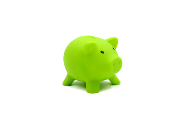 Green piggy bank isolated on white background. Saving concept.