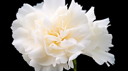 Isolated White Carnation on White Background. Close-up of Pretty Flower with Soft Colours in Nature Setting