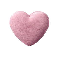 Soft pink 3D heart-shaped cushion with a textured surface, creating a cozy and charming look. Ideal for romantic, home decor, or comfort-themed projects. Isolated on transparent background, png