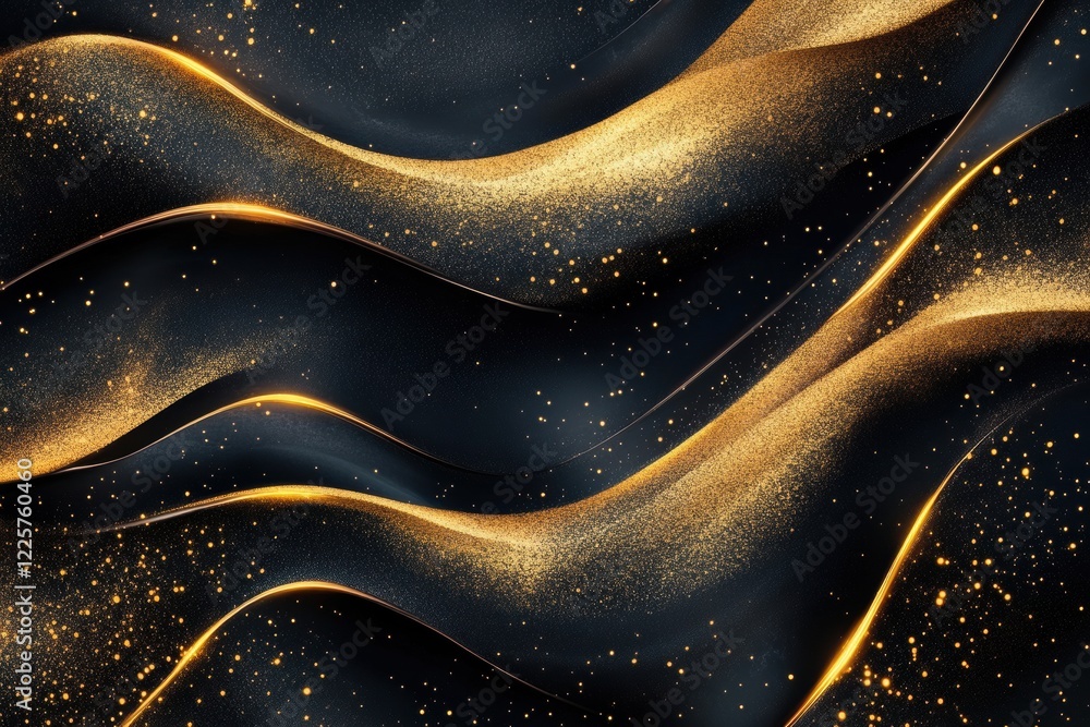 Poster elegant golden and black wave patterns in a smooth abstract design for luxury-themed projects and up