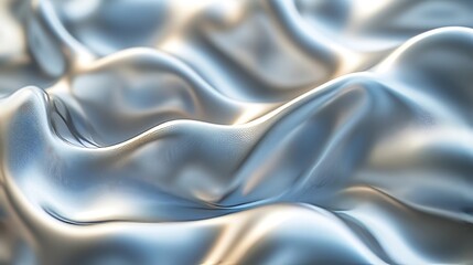 Obraz premium Abstract Silver Fabric Waves Elegant Smooth Texture Background art fold flow soft blue grey shiny 