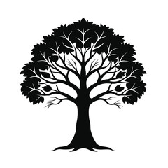 Obraz premium A black tree silhouette on a white background