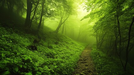 Obraz premium Beautiful green lush plantation rain forest