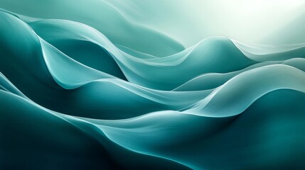 Obraz premium Abstract Teal Wave Background Soft Flowing Elegant Design Digital Art Graphic Texture Sea Calm Cool 