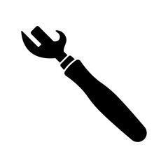 Can opener icon. Black silhouette. Front side view. Vector simple flat graphic illustration. Isolated object on white background. Isolate.