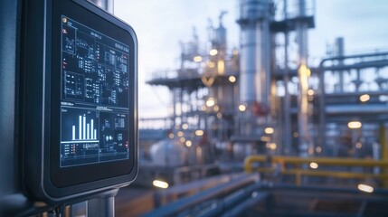 Advanced gas leak detection sensors with digital displays are installed in a natural gas facility, showcasing industrial safety and modern monitoring technology