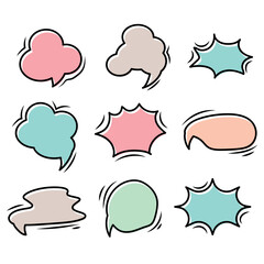 Set of colorful speech bubbles. Cartoon or comic labels. comic speech. Flat design vector illustration isolated on background.