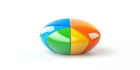 Obraz premium Pie chart icon with glowing colorful segments