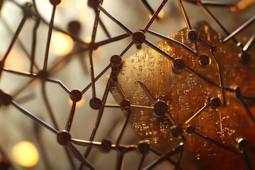 Abstract image of a circuit board overlaid with a network structure, symbolizing technological connectivity.