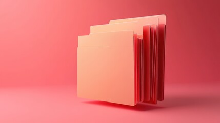 Fototapeta premium 3D File folder with paper business icon. Minimal Binder file folder document 3D render