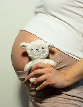 Pregnant woman with toy