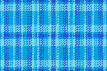 Thread texture check pattern, fashion vector background fabric. Page textile tartan seamless plaid in cyan and blue colors.