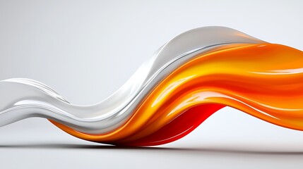 Abstract flowing orange, red, and white waves on a light gray background.
